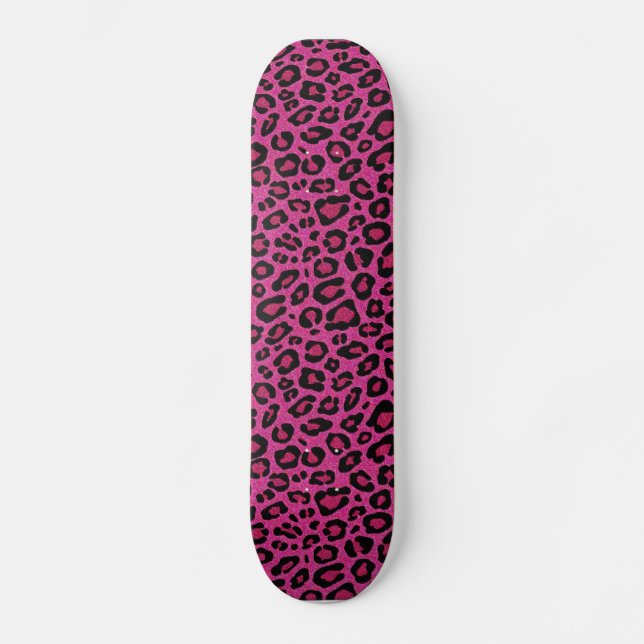 Skateboard Hermoso purpurina de piel de leopardo rosa calient (Anverso)