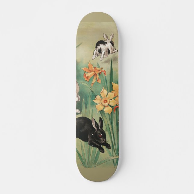 Skateboard Hermosos conejitos con flores de Daffodil Semana S (Anverso )