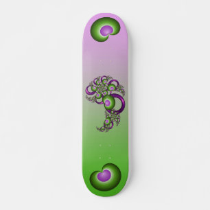 Skateboard Hermosos Corazones Verdes Rosados Modernos Abstrac