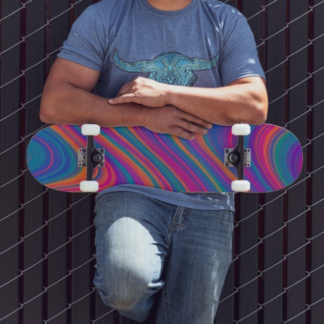Skateboard Hermosos Remolinos de Color (Exterior 3)