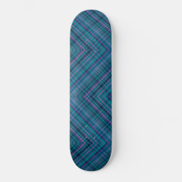 Skateboard Herringbone Tartán Plantado Azul Verde Rosa