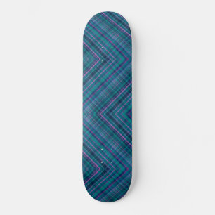 Skateboard Herringbone Tartán Plantado Azul Verde Rosa