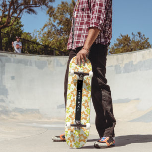 Skateboard Hibisco Amarillo, Hibisco Naranja, Tu Nombre