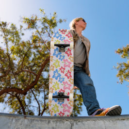 Skateboard Hibisco Colorido, Patrón De Flores