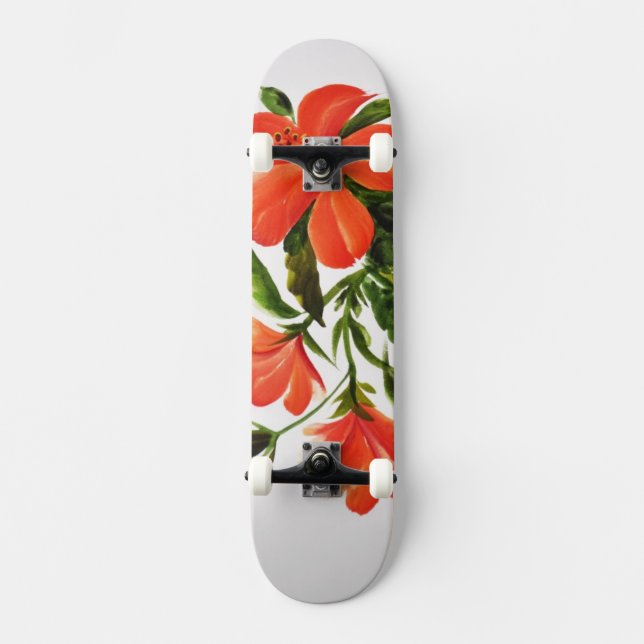 Skateboard Hibisco rojo caliente (Anverso)