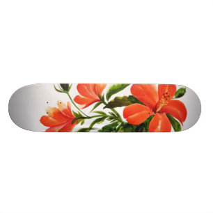 Skateboard Hibisco rojo caliente