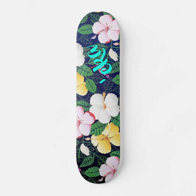 Skateboard Hibiscus Hawai Tropical Floral | 'eka Skate (Anverso)