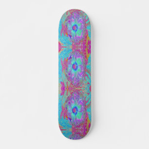 Skateboard Hibiscus psicodélico retro arcoiris azul