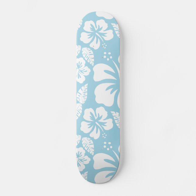 Skateboard Hibiscus tropical Hawai azul claro (Anverso)
