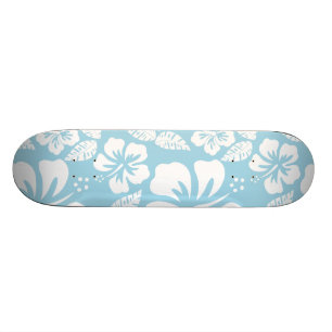 Skateboard Hibiscus tropical Hawai azul claro