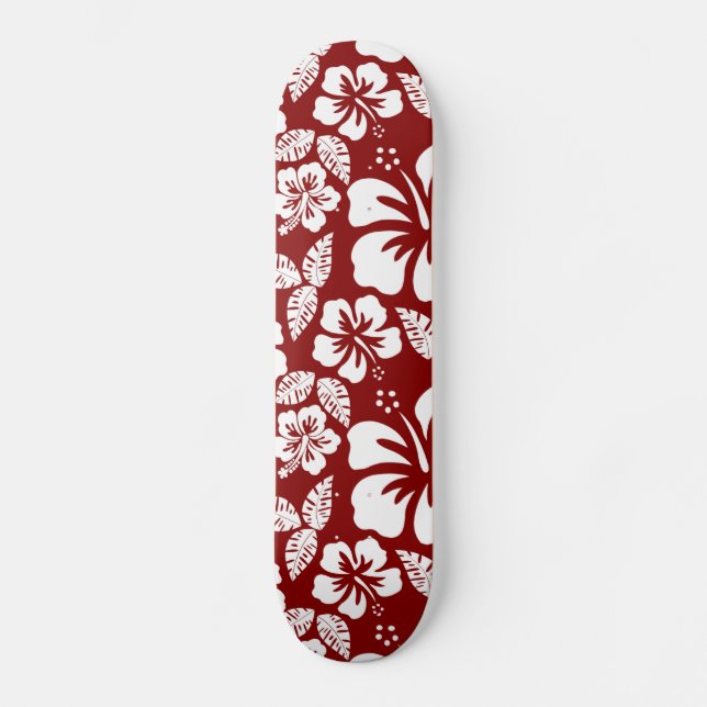 Skateboard Hibiscus trópico rojo oscuro (Anverso)