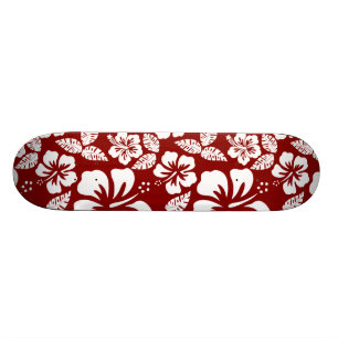 Skateboard Hibiscus trópico rojo oscuro