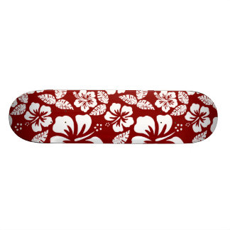 Skateboard Hibiscus trópico rojo oscuro
