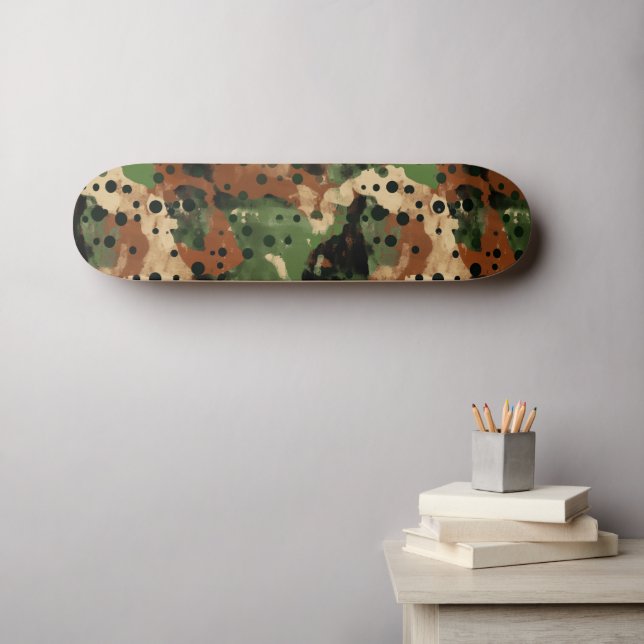 Skateboard Híbrido de polca marrón y de camuflaje (Arte de pared (horz))