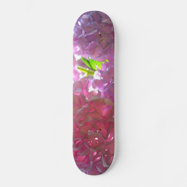 Skateboard Hidrangeas rosas radiantes, flores rosadas (Anverso)