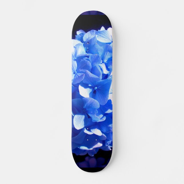 Skateboard Hidrenajes azules florales de cobalto elegantes az (Anverso)