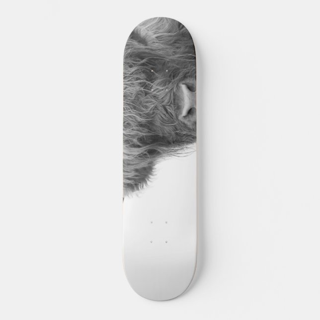 Skateboard Highland Cow Black & White #4 (Anverso)