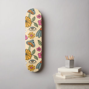 Skateboard Hippie 70 Floral hongo Boho Floral Eye Pattern
