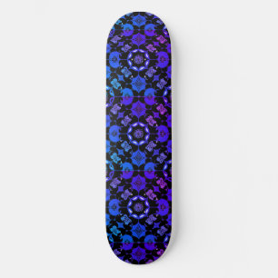 Skateboard Hippie patentado Retro Geométrico Azul Púrpura Neg