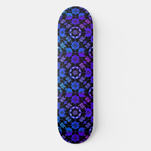 Skateboard Hippie patentado Retro Geométrico Azul Púrpura Neg (Anverso)
