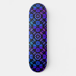 Skateboard Hippie Patrón Geométrico Retro Azul Púrpura Negro
