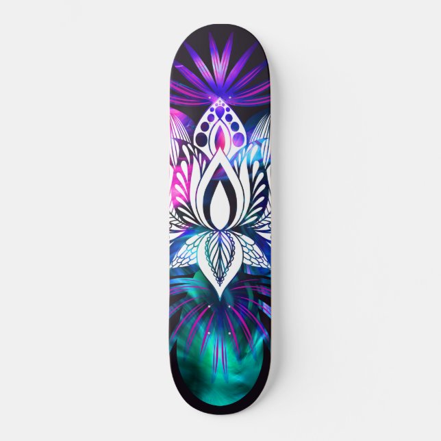 Skateboard Hipster Retro Tech Verde azulado Purple Lotus Flow (Anverso)