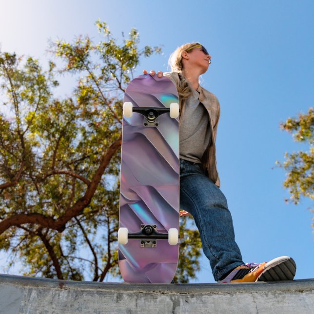 Skateboard Hiridiscente futurista/holográfico abstracto (Exterior 1)