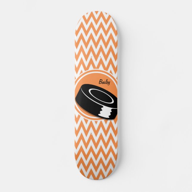 Skateboard Hockey; Naranja y Cevron Blanco (Anverso)