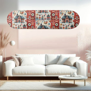 Skateboard Hogar caprichoso del pueblo Arte popular nórdico E