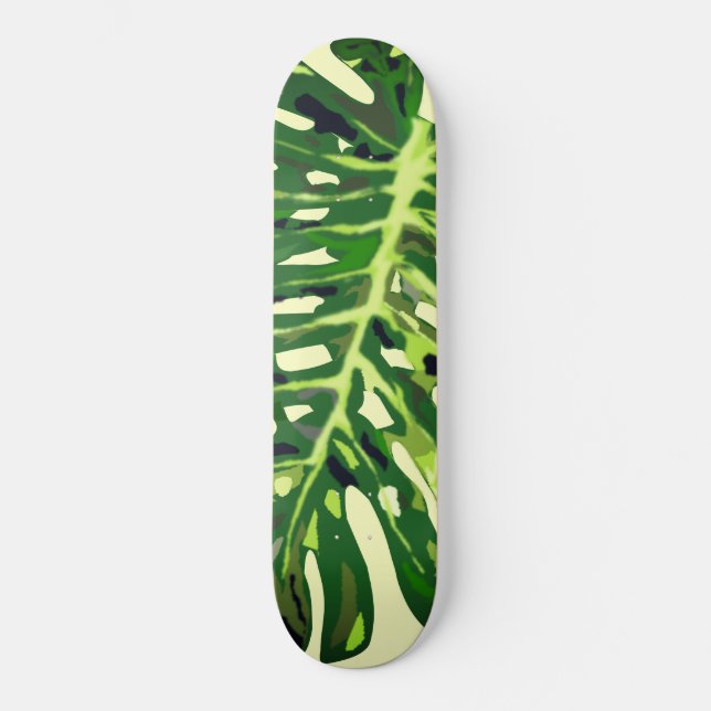 Skateboard Hoja de Monstera Tropical - (Anverso)