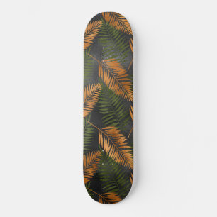 Skateboard Hoja de palma marrón de cobre negro glam tropical