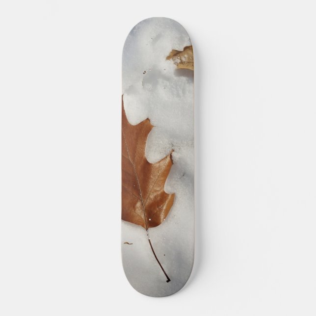 Skateboard hoja de roble en la nieve (Anverso)