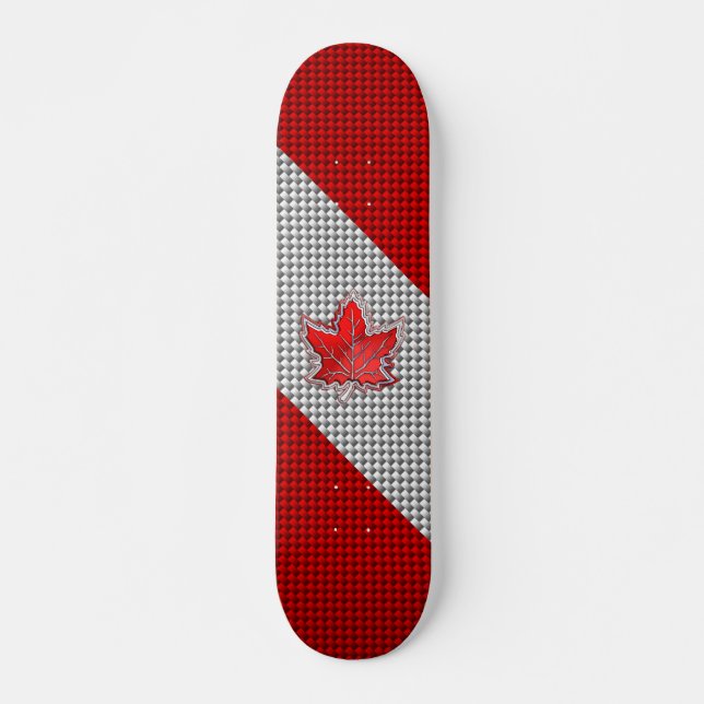Skateboard Hojas de arce rojas canadienses en fibra de carbon (Anverso )
