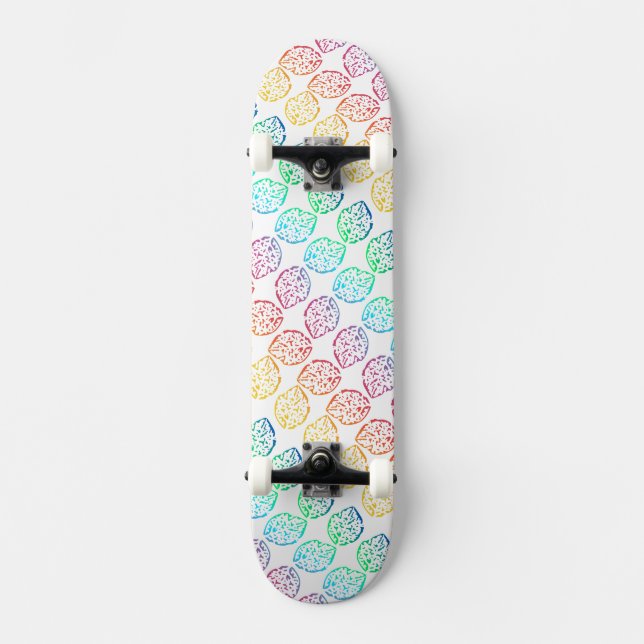 Skateboard Hojas de Arcoíris (Anverso)