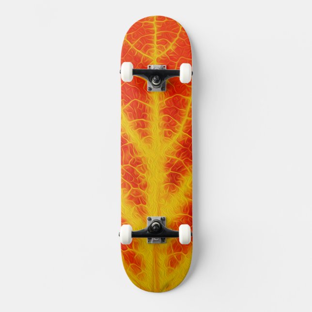 Skateboard Hojas de lápiz rojo y amarillo #10 (Anverso)