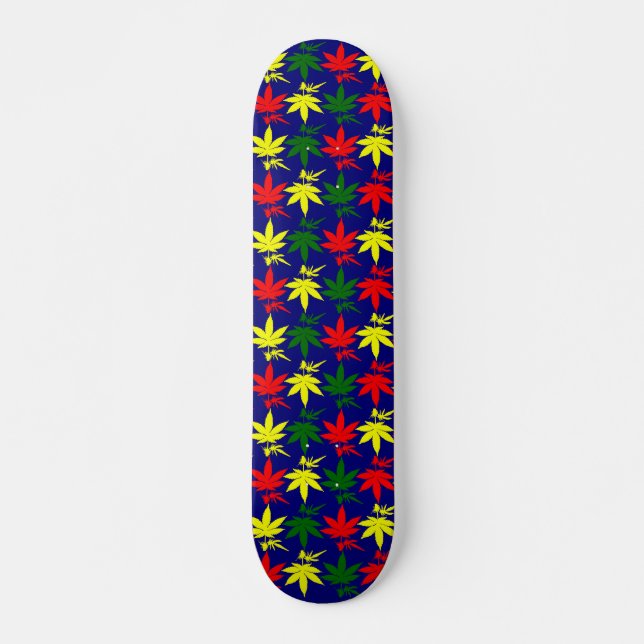 Skateboard Hojas de maleza caídas de azul diseñado (Anverso )