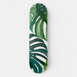 Skateboard Hojas de Monstera Acuarela