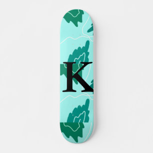 Skateboard Hojas florales de turquesa verde patrón agregar mo