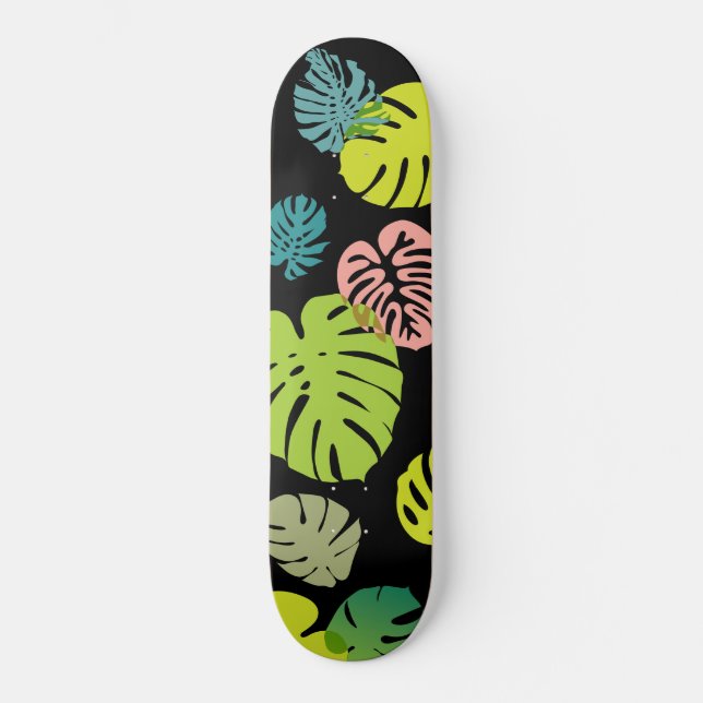 Skateboard Hojas tropicales multicolores 2 (Anverso)