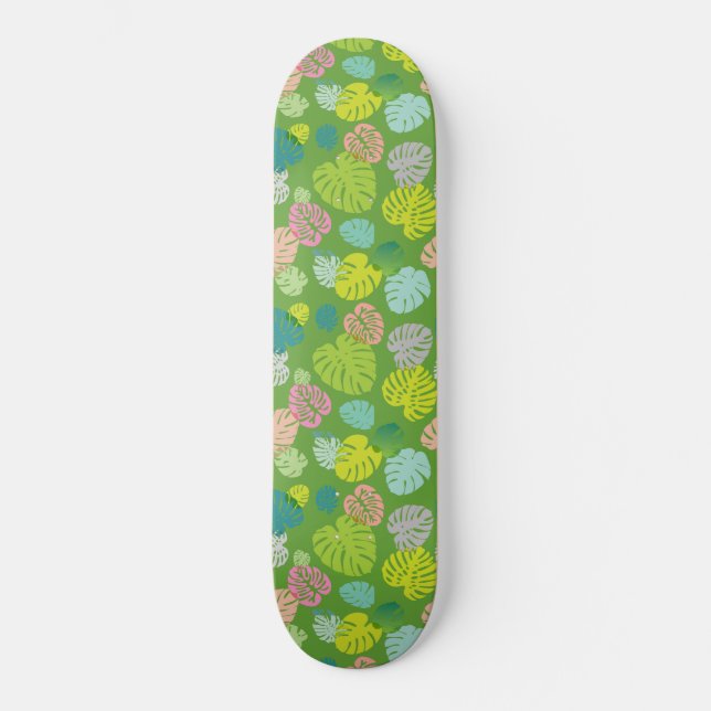 Skateboard Hojas tropicales multicolores 8 (Anverso)