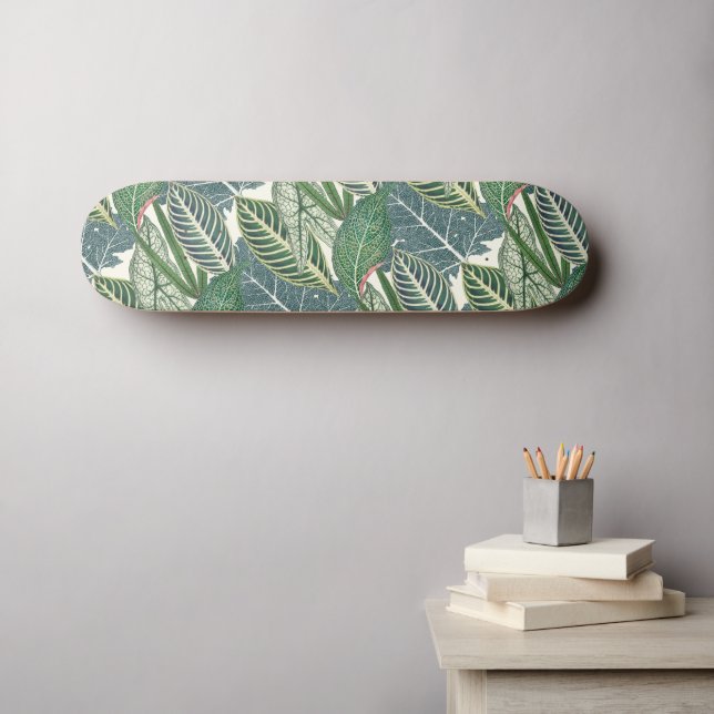 Skateboard Hojas tropicales verdes (Arte de pared (horz))