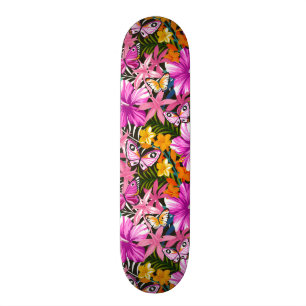 Skateboard Hojas y flores tropicales