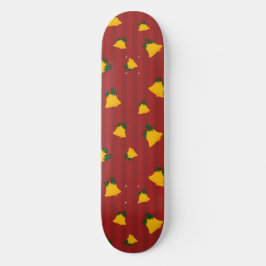 Skateboard Holiday Red Gold Stripe Bells Christmas