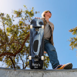 Skateboard Hollow-eyed phantom witch etching on blue-black