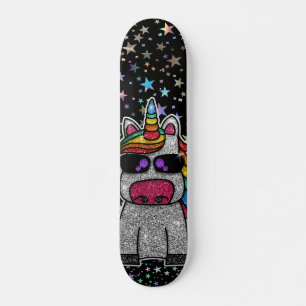 Skateboard Holográfico Rainbow Unicorn Sparkly Stars Magic