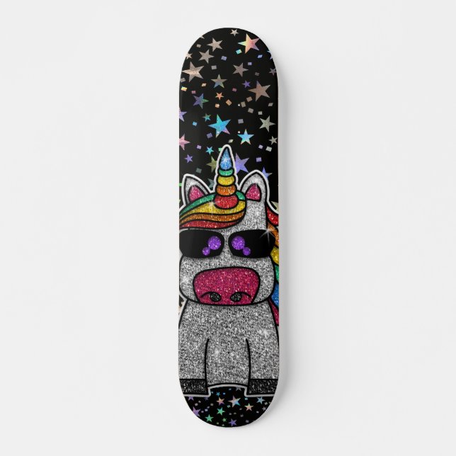 Skateboard Holográfico Rainbow Unicorn Sparkly Stars Magic (Anverso )
