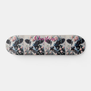 Skateboard Holstein Cow Carnations Farmhouse Personalizado