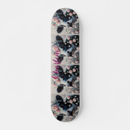 Skateboard Holstein Cow Carnations Farmhouse Personalizado