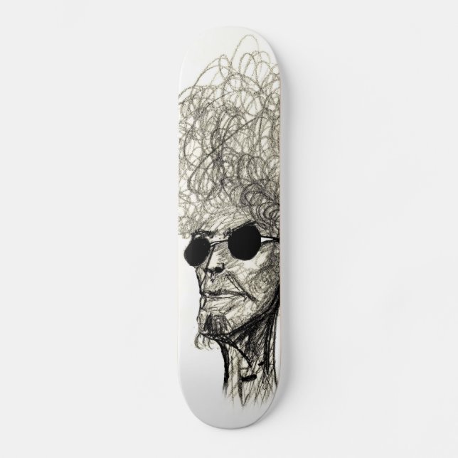 Skateboard Hombre de pelo rizado con gafas de sol negras (Anverso)
