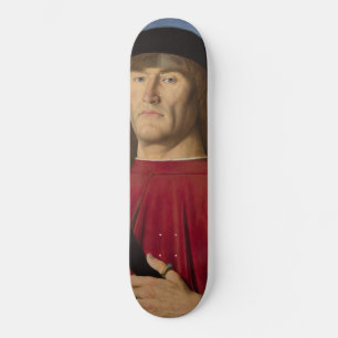 Skateboard Hombre fuerte con clavel rosado (arte renacentista